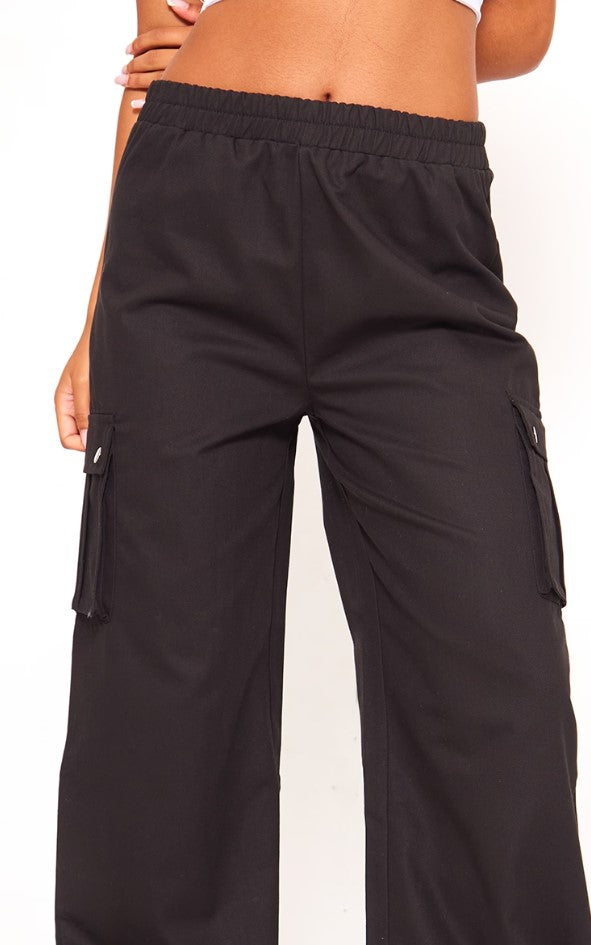 Black Pocket Detail Cargo Trousers