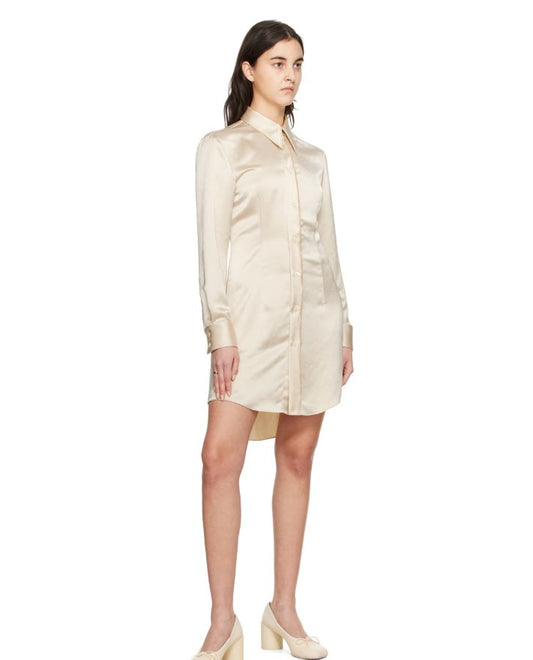 MM6 MAISON MARGIELA - Beige Wrinkled Minidress.