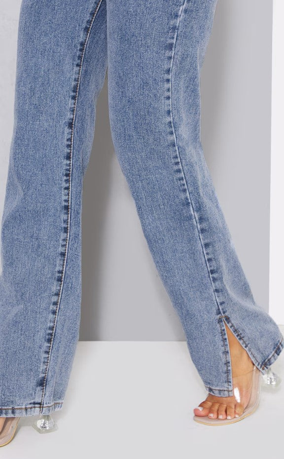 Petite Vintage Wash Split Hem Jeans