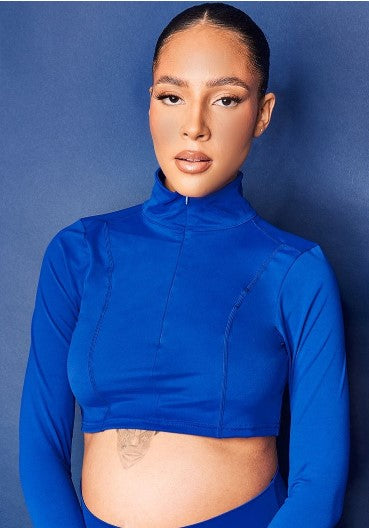 Maternity Blue Sculpt Luxe Half Zip