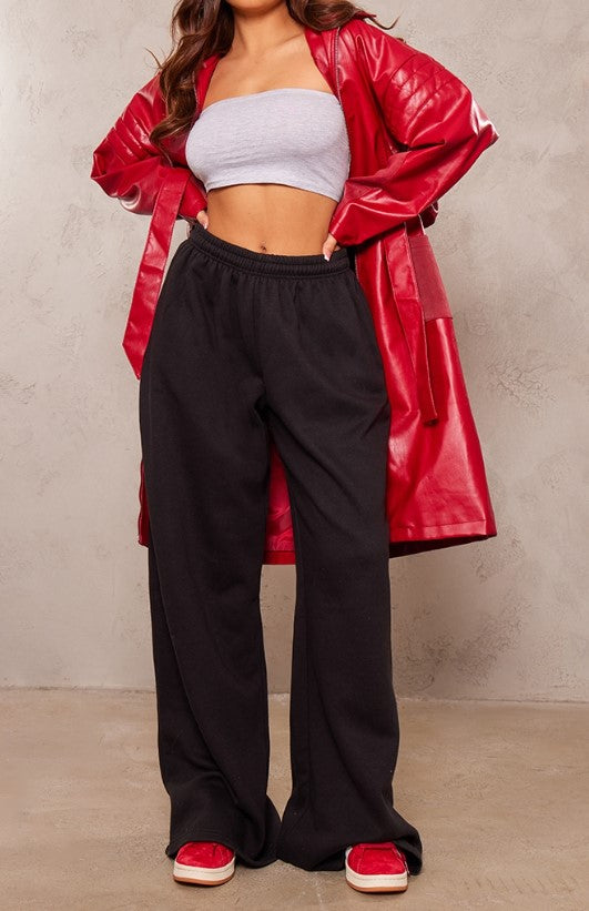 Black Wide Leg Jogger Track Pants