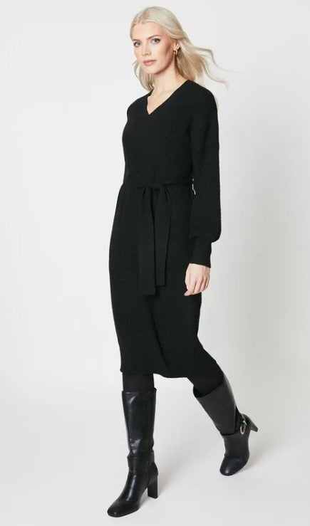 Batwing Tie Waist Knitted Dress