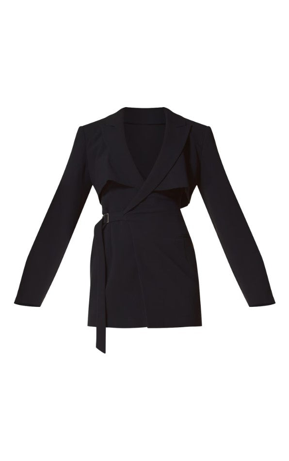 Label Black Tie Side Detail Blazer Dress