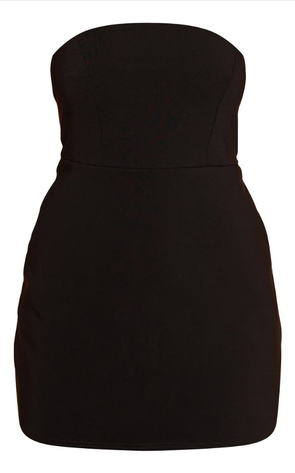 Black Stretch Woven Bandeau Shift Dress