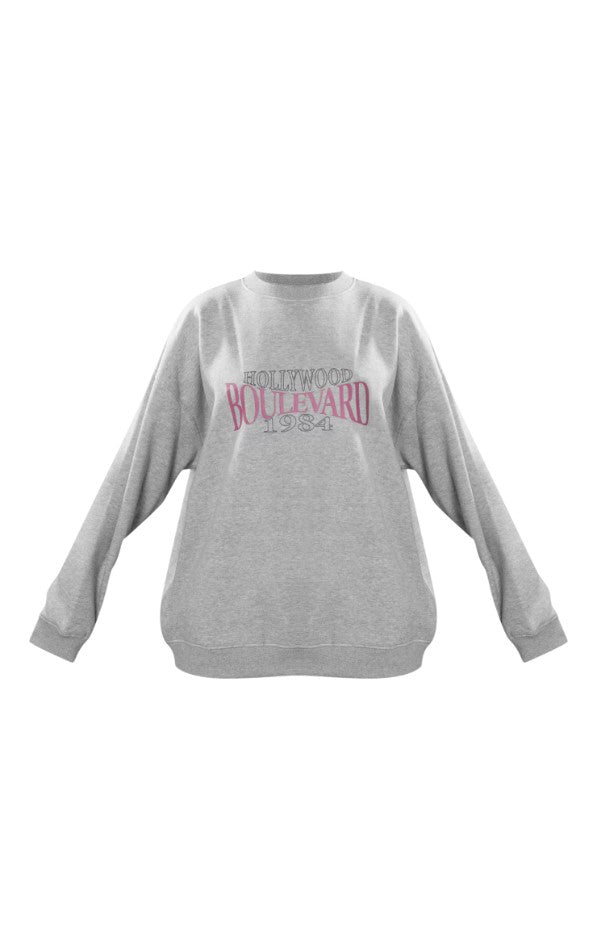 Grey Marl Hollywood Boulevard Oversized Sweatshirt