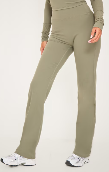 Tall Dark Olive Contour Sculpt Flared Trousers