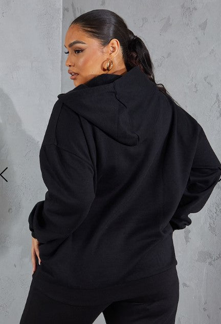 Plus Black Basic Hoodie