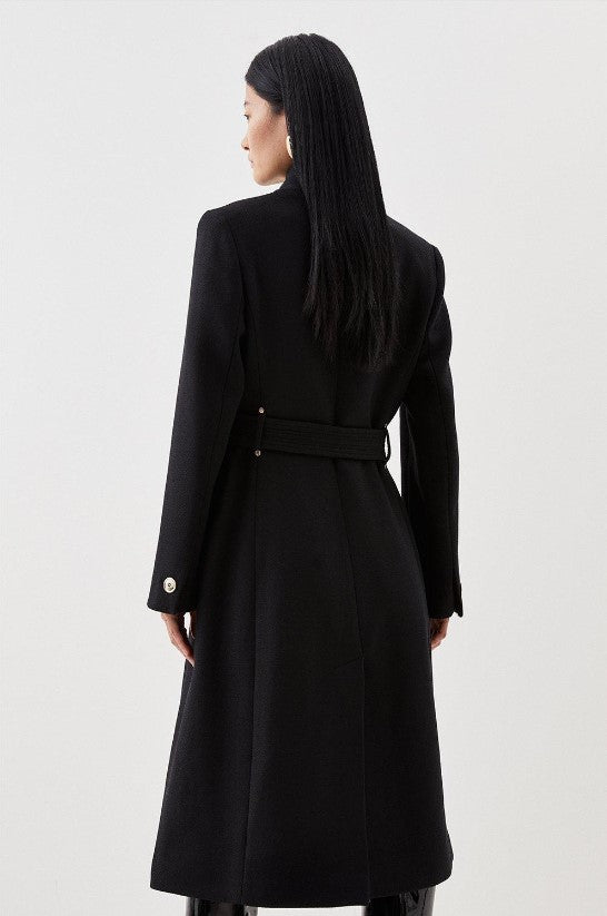 Italian Manteco Wool Cashmere Forever Notch Neck Midi Coat