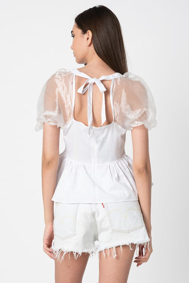 Trendyol Dobby Puff Organza Short Sleeve Blouse