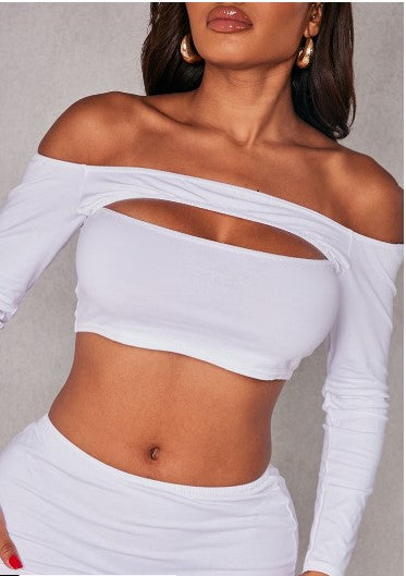 White Cotton Bardot Long Top