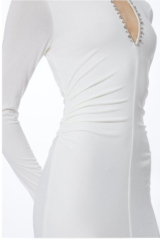 Ivory Petite Embellished Jersey Crepe Maxi Dress