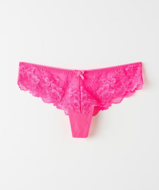 Lace string - Neon Pink