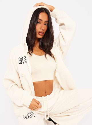 Cream 82 Varsity Zip Up Hoodie