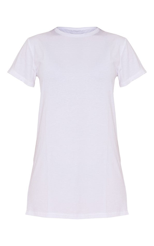 Basic White Short Sleeve T Shirt Dress