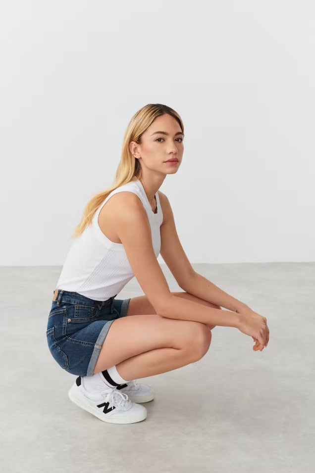 Molly Hi-waist Denim Shorts Dark Blue