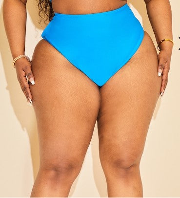 Plus Bright Blue Mix & Match High Waist Bikini Bottoms