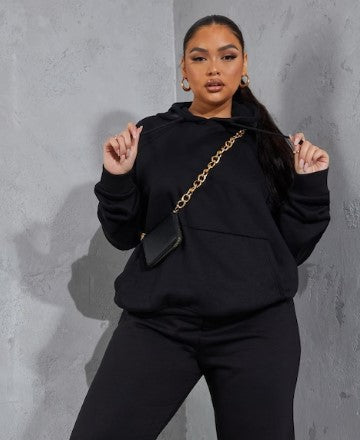 Plus Black Basic Hoodie