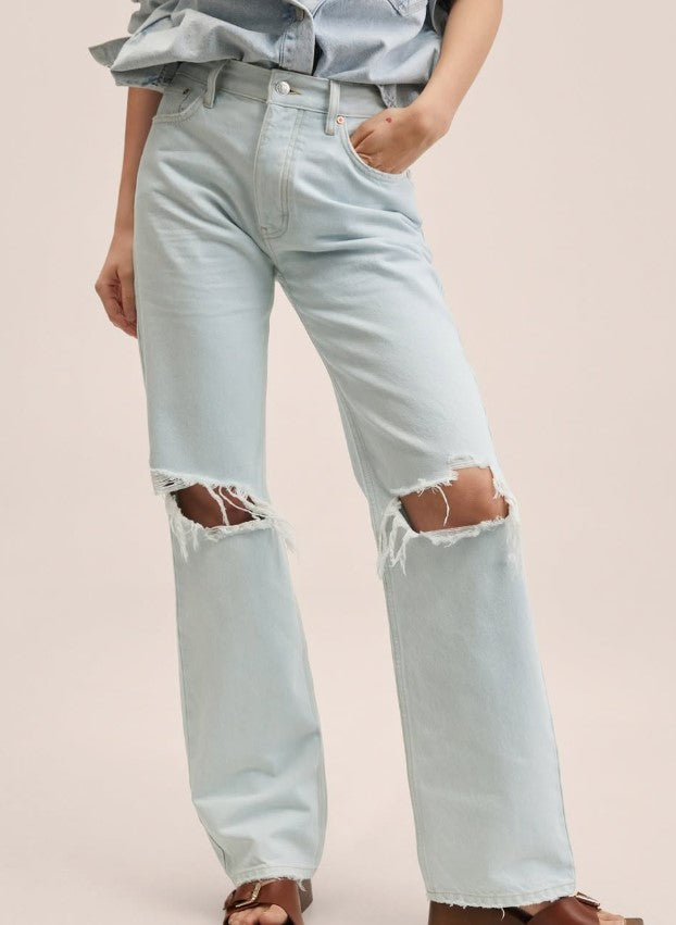 Mango - High-waist straight jeans