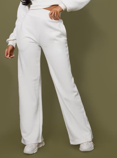 Tall Cream High Waist Wide Leg Joggers