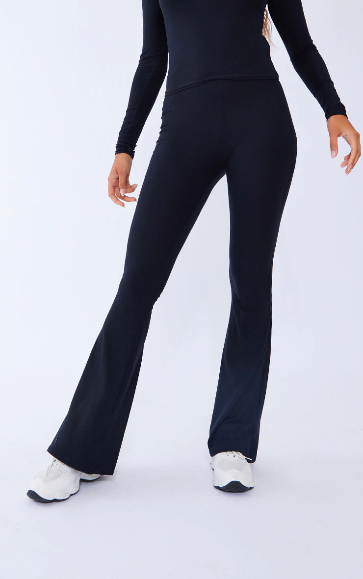 Black Soft Touch High Waist Flared Trousers