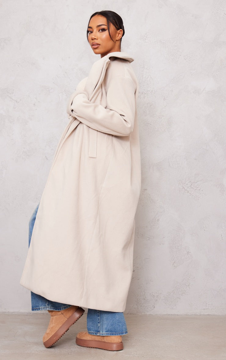 TALL OATMEAL MAXI LENGTH COAT