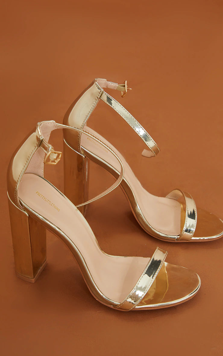 May Gold Block Heeled Sandal