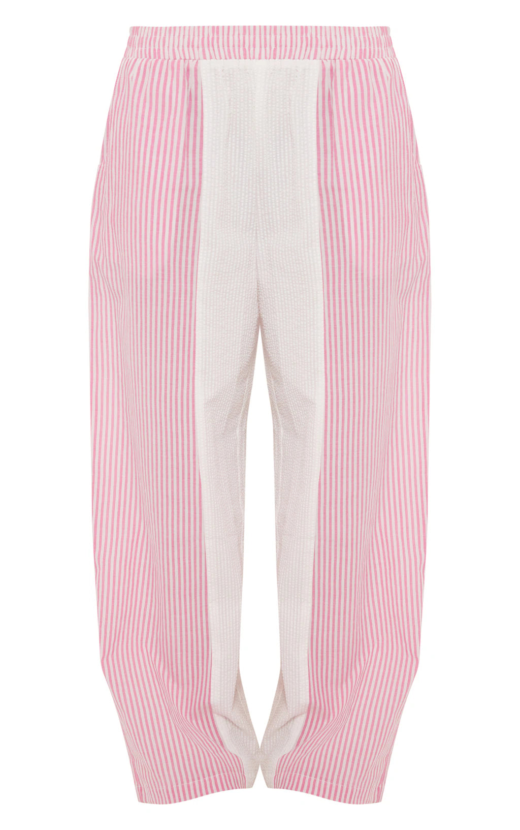 PINK CONTRAST PINSTRIPE LINEN LOOK TROUSERS