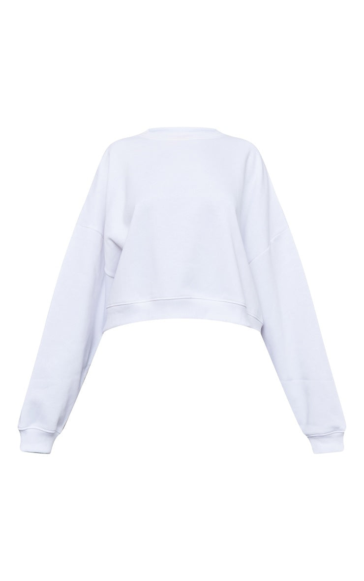 WHITE BOXY OVERSIZED SWEATSHIRT