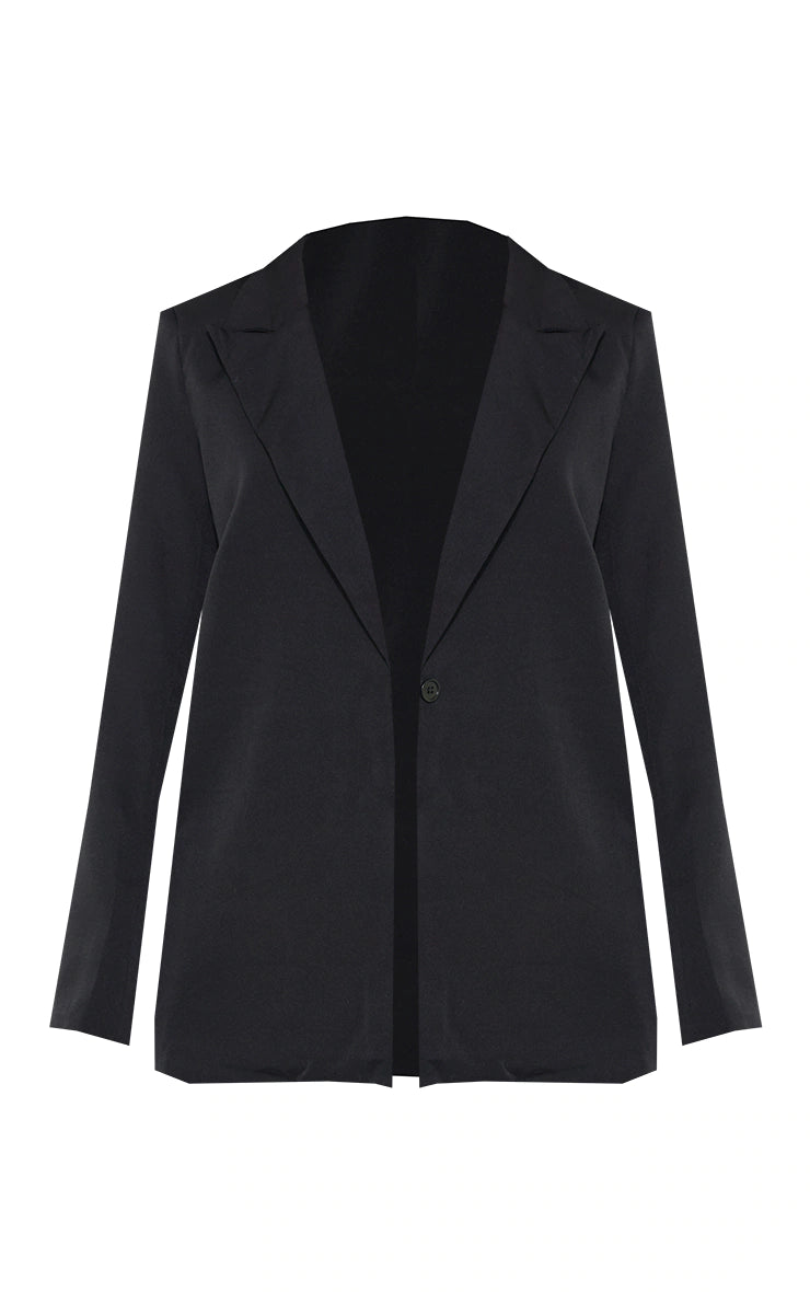 Black Oversized Drapey Button Detail Blazer