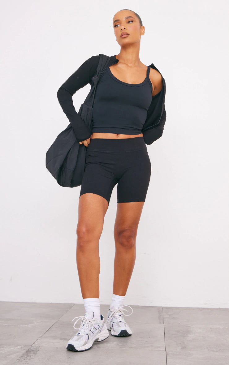 Black Sculpt Strappy Gym Vest