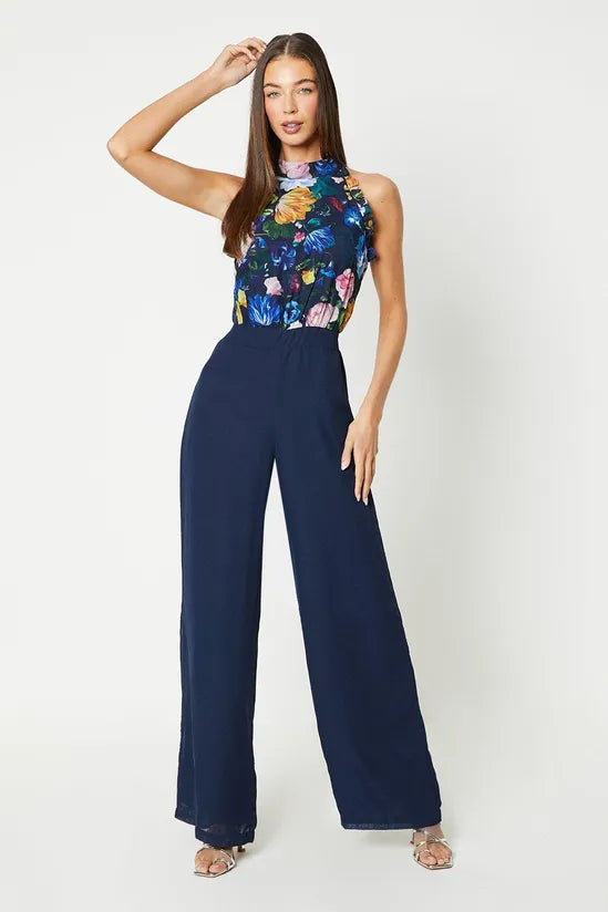 Printed Georgette Top Jumpsuit