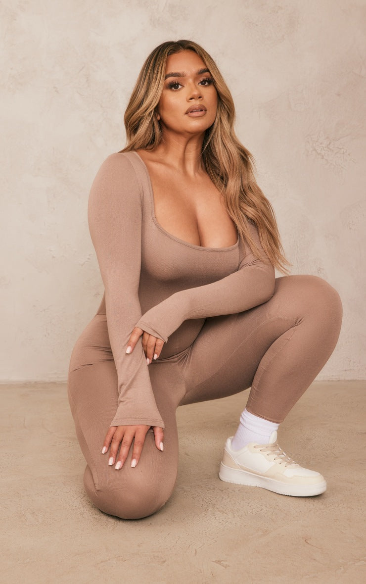 Shape Taupe Jersey Square Neck Jumpsuit