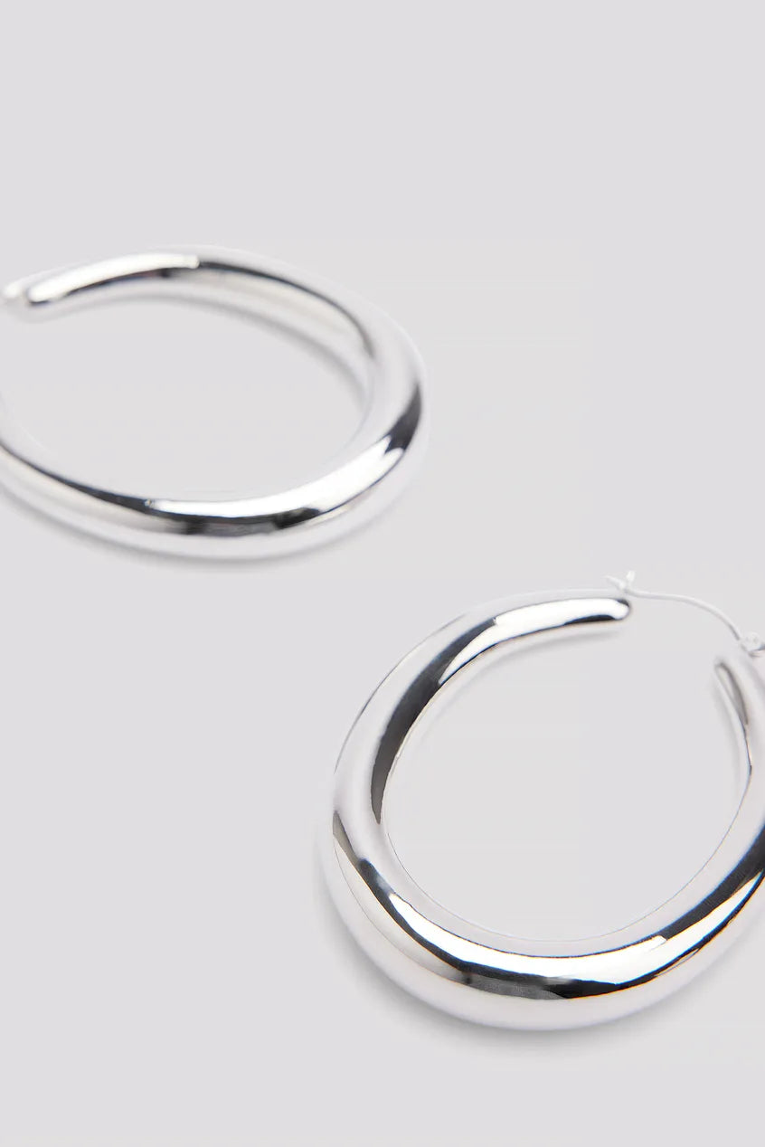 Big Oval Shaped Hoops Silver