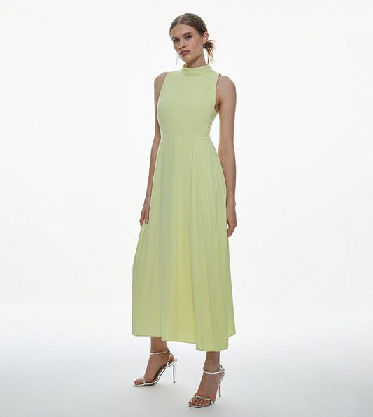 Soft Tailored Pleated Panel Midaxi Dress