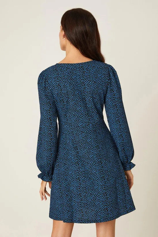 Dorothy Perkins Petite Blue Spot Printed Mini Dress