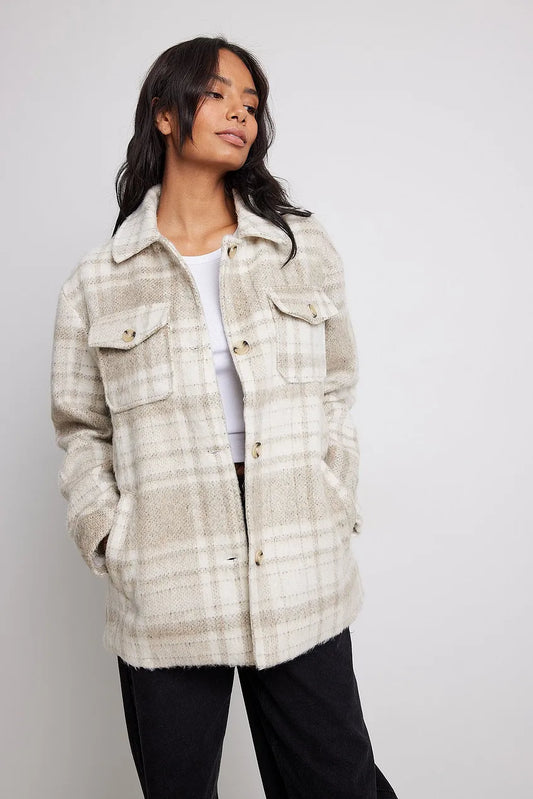 Brushed Checked Chest Pocket Jacket