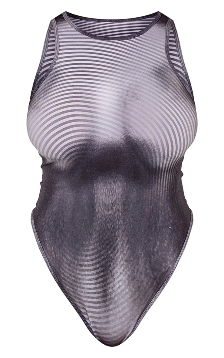 Shape Black Body Print Bodysuit