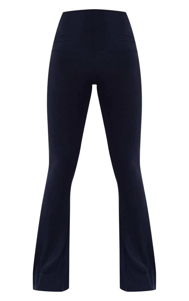 Black Soft Touch High Waist Flared Trousers