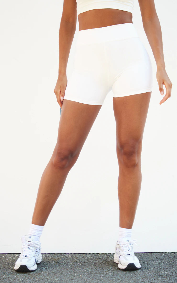 White Contour Sculpt Mini Shorts