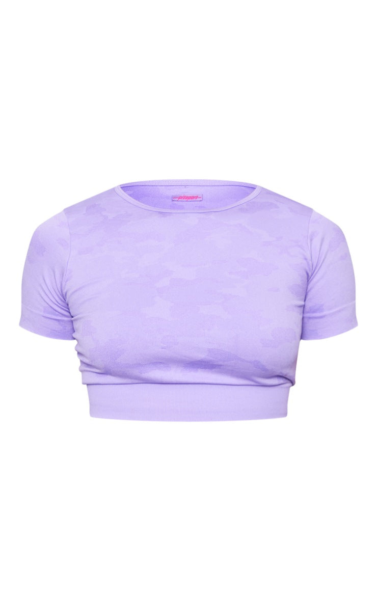 Lilac Sport Seamless Textured Cropped T-Shirt