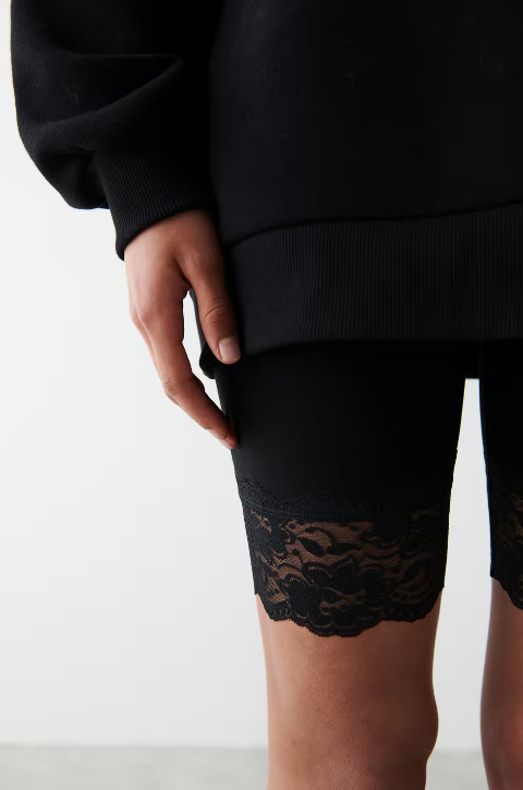 Basic Biker Lace Black Shorts