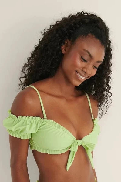 Recycled Off Shoulder Frill Bikini Top