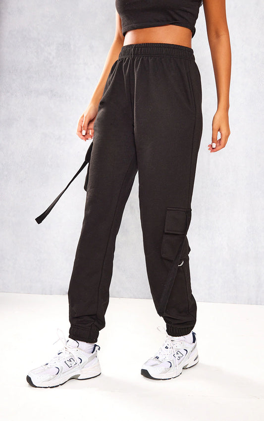 Tall Black Cargo Detail Casual Sweatpants