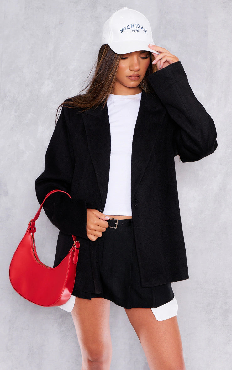 BLACK WOOL LOOK TAILORED BLAZER