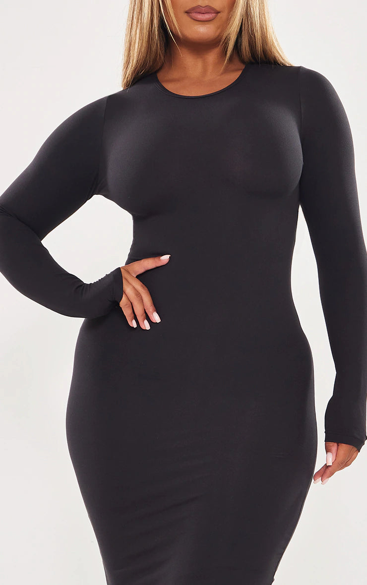 Shape Black Sculpted Long Sleeve Maxi Dress