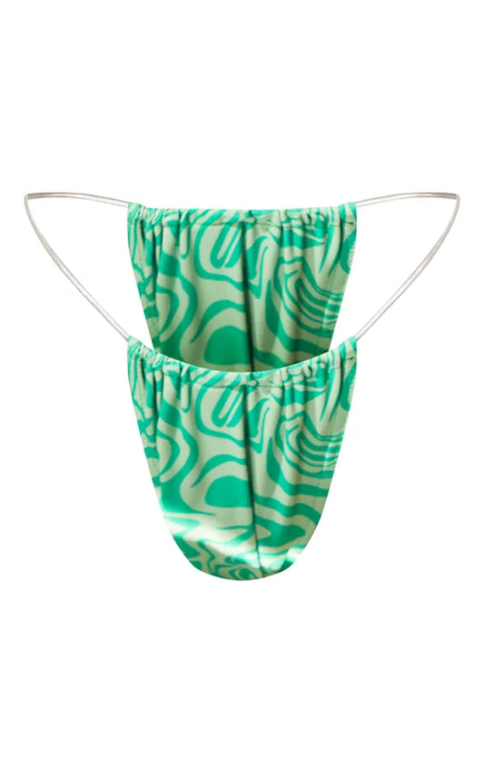 GREEN SWIRL PRINT TANGA BIKINI BOTTOMS