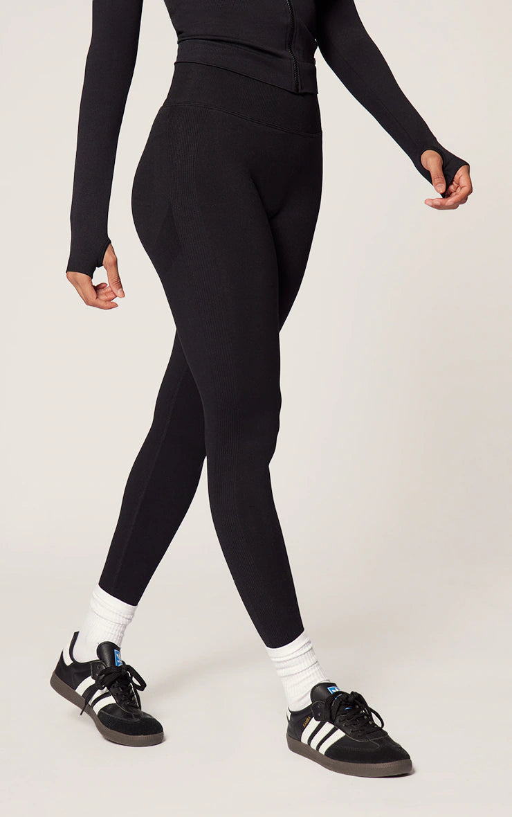 Black Ruched Bum Seamless Leggings