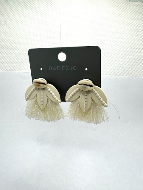 White Leaf Shaped Earrings