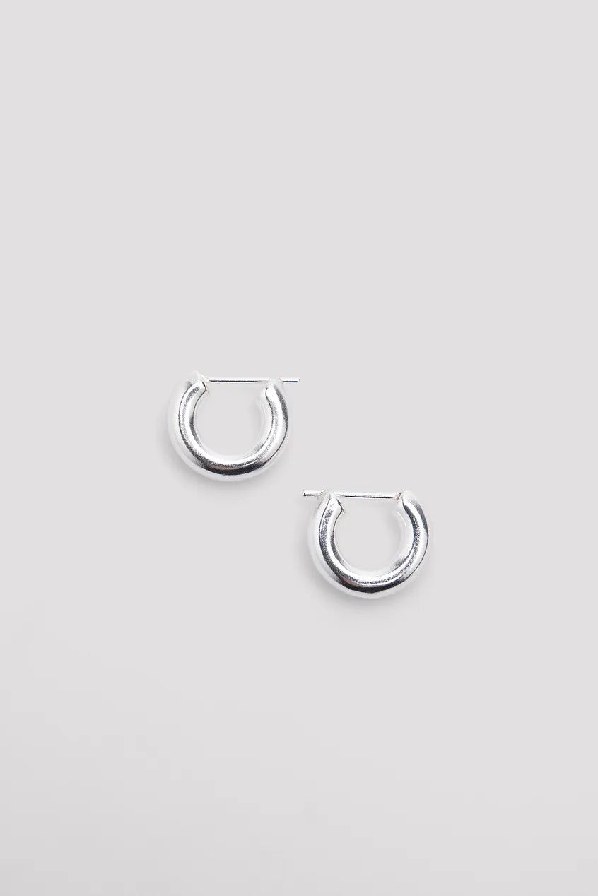 Matte Mini Chunky Hoops Silver