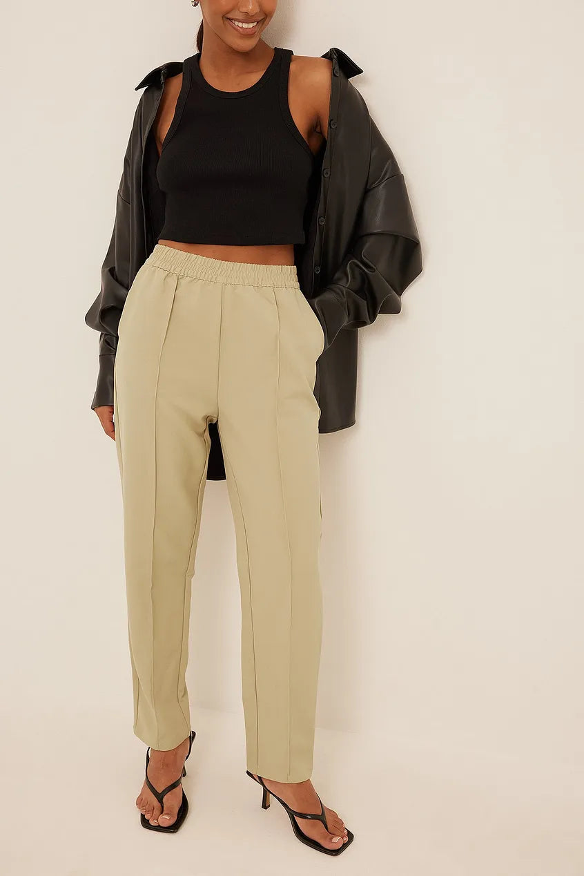 Elastic Waist Seamline Pants